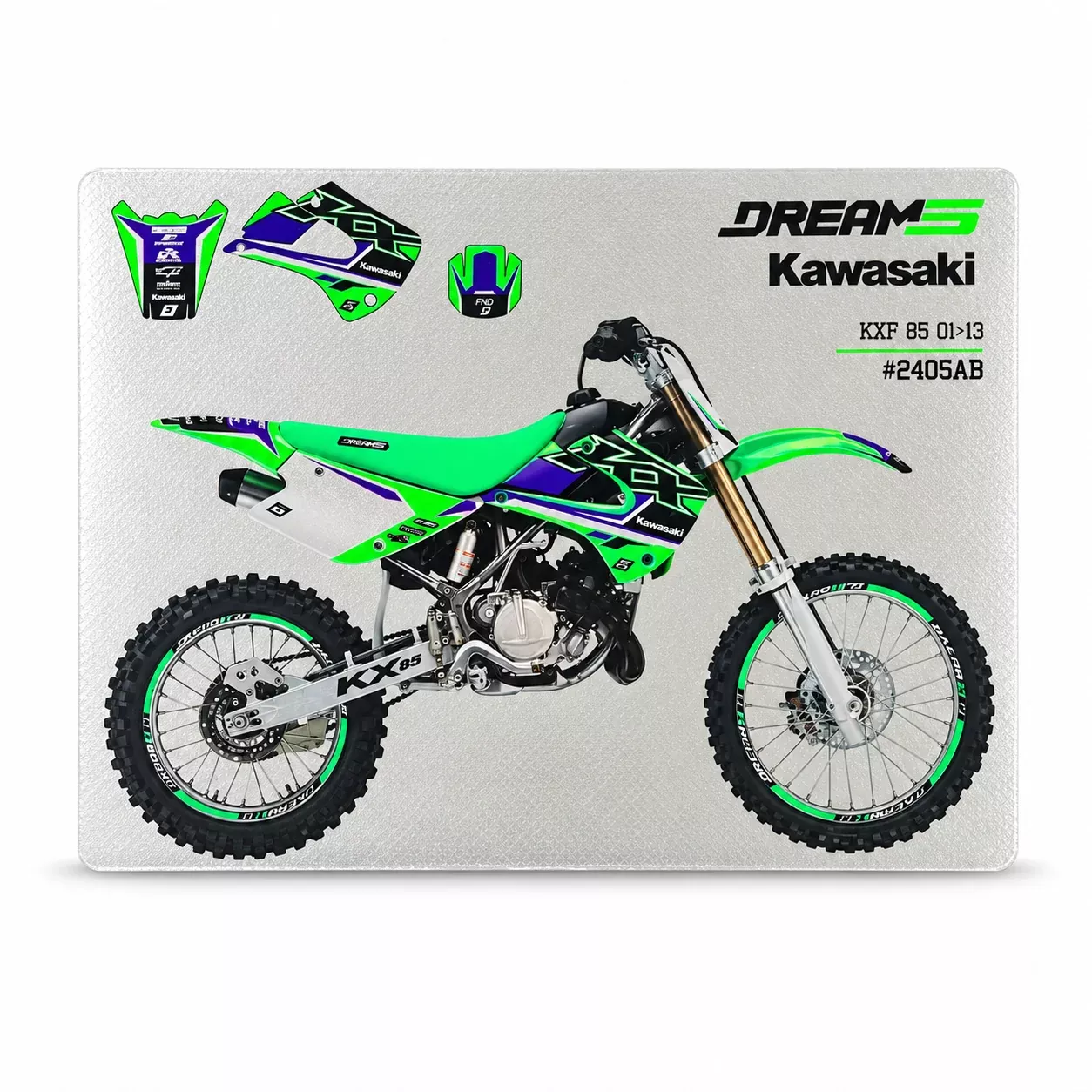 01-13 KX85 DREAM 5 CHROME EFX GRAPHICS, BLACKBIRD 2405ABCRO