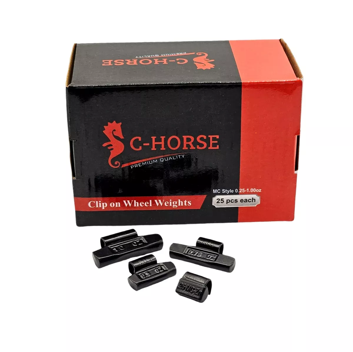 100-Piece Clip-On Wheel Weight Kit MC Style – Black Coated Assortment 0.25-1.00 oz