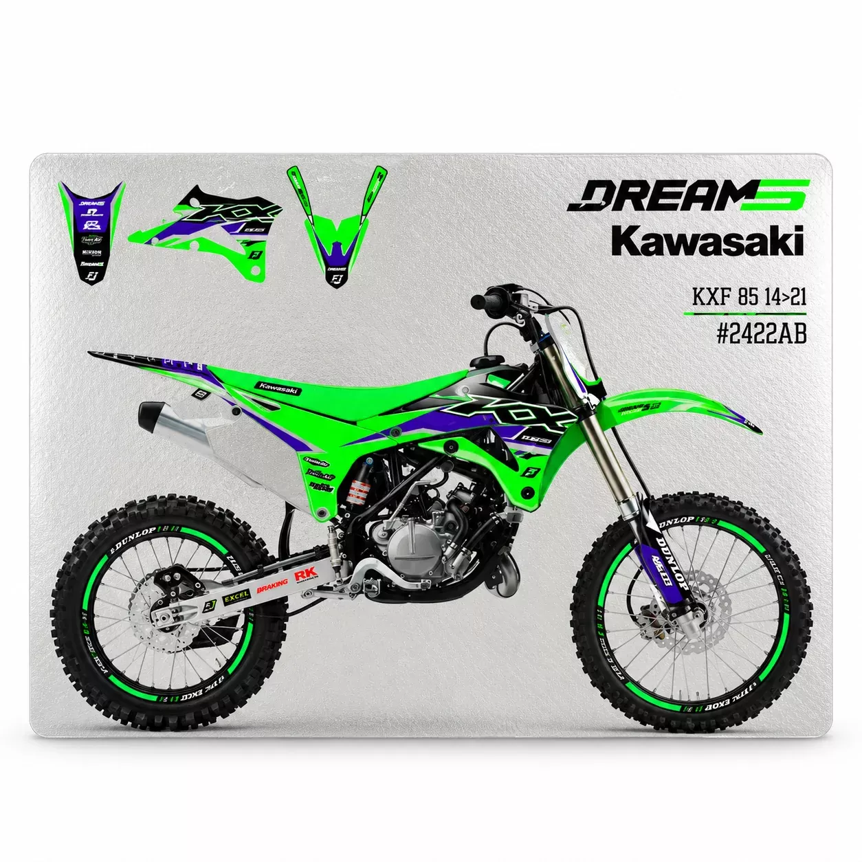 14-21 KX85 DREAM 5 CHROME EFX GRAPHICS, BLACKBIRD 2422ABCRO