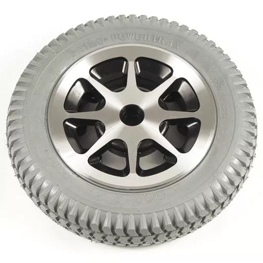 14" Gray Flat-Free Drive Wheel Assembly for Jazzy 1100, 1120, and 1122 Power Chairs