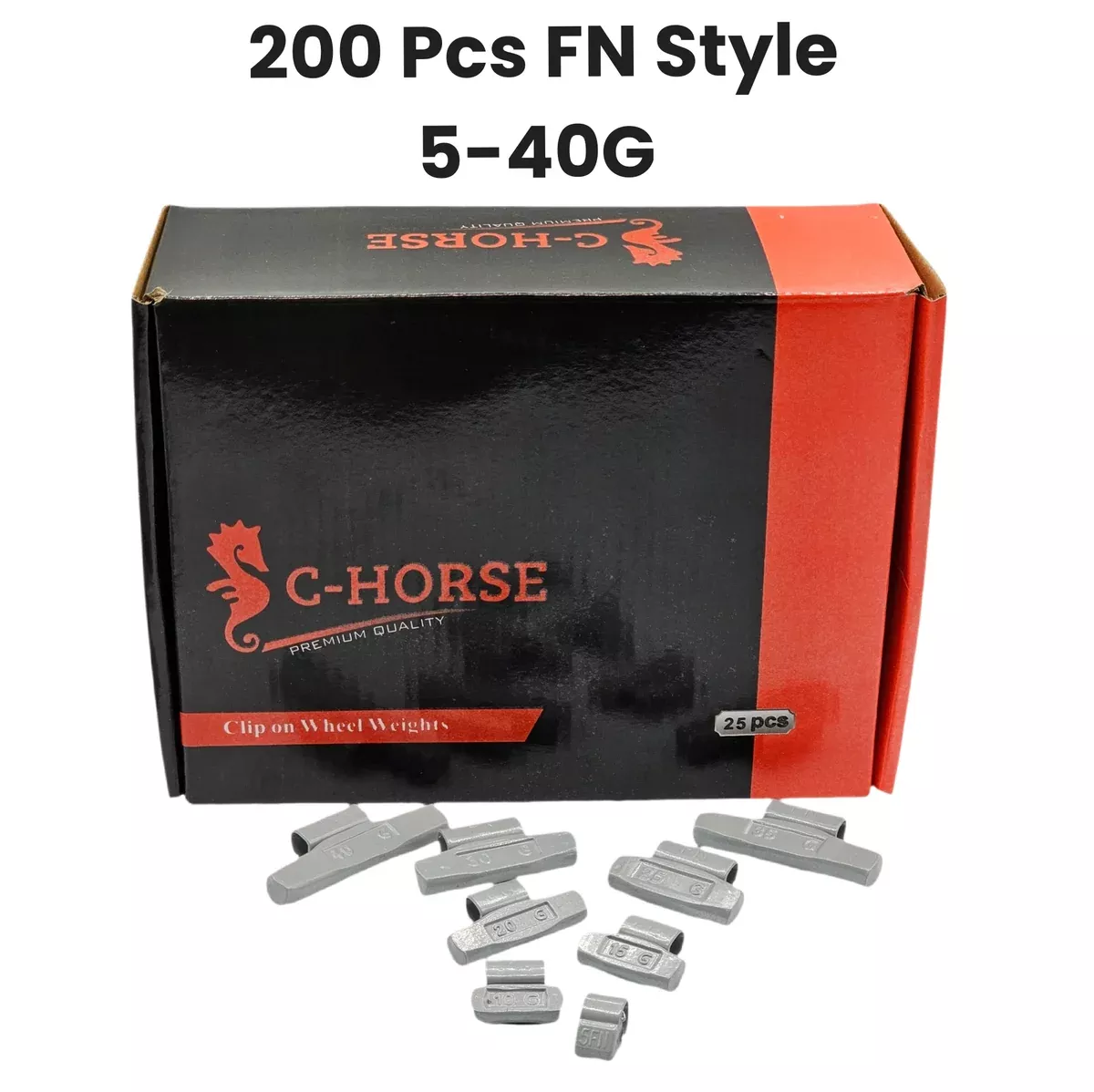 200-Piece Clip-On Wheel Weight Kit FN Style – Gray Coated Assortment 5g-40g