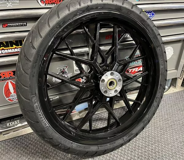 21x3.5" BLACK RAZER DUAL DISC ABS WHEEL/TIRE PACKAGE HARLEY BAGGERS 00-25