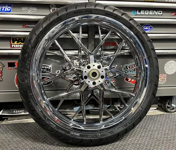 21×3.5″ FRONT CHROME RAZER DUAL DISC ABS WHEEL PACKAGE HARLEY BAGGERS 09-25