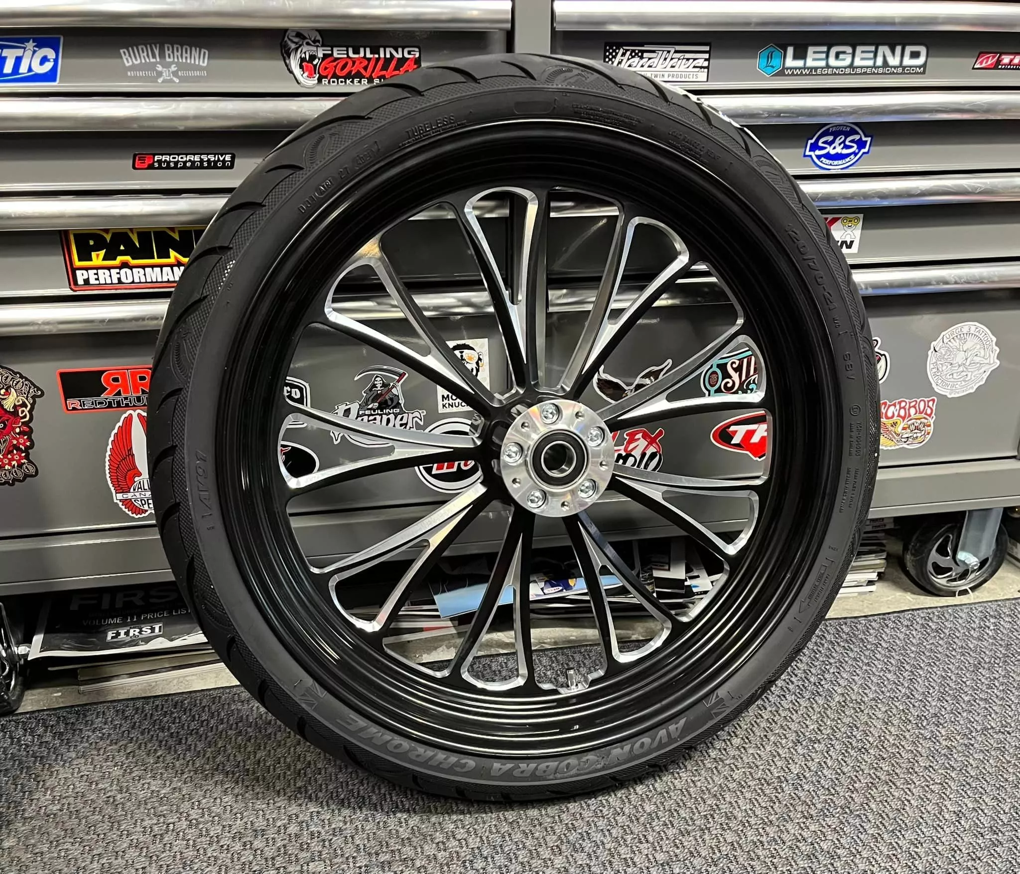 21×3.5″ FRONT DUAL DISC BLACK CUT WHEEL HARLEY DAVIDSON BAGGER 00-25
