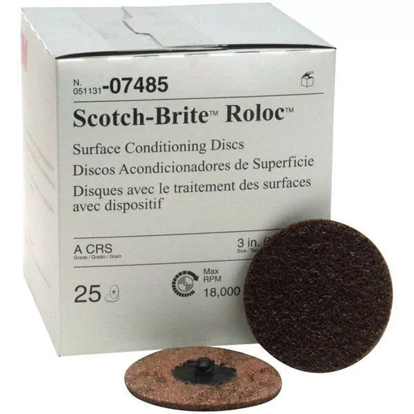 3M 07485 Scotch-Brite Roloc Surface Conditioning Disc Coarse 3″ Brown Box of 25