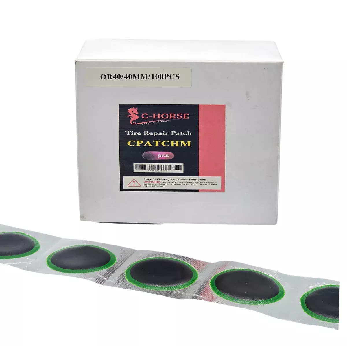 40mm Round Radial Tire Patch - C-HORSE Small Repair Patch (100-Pack)
