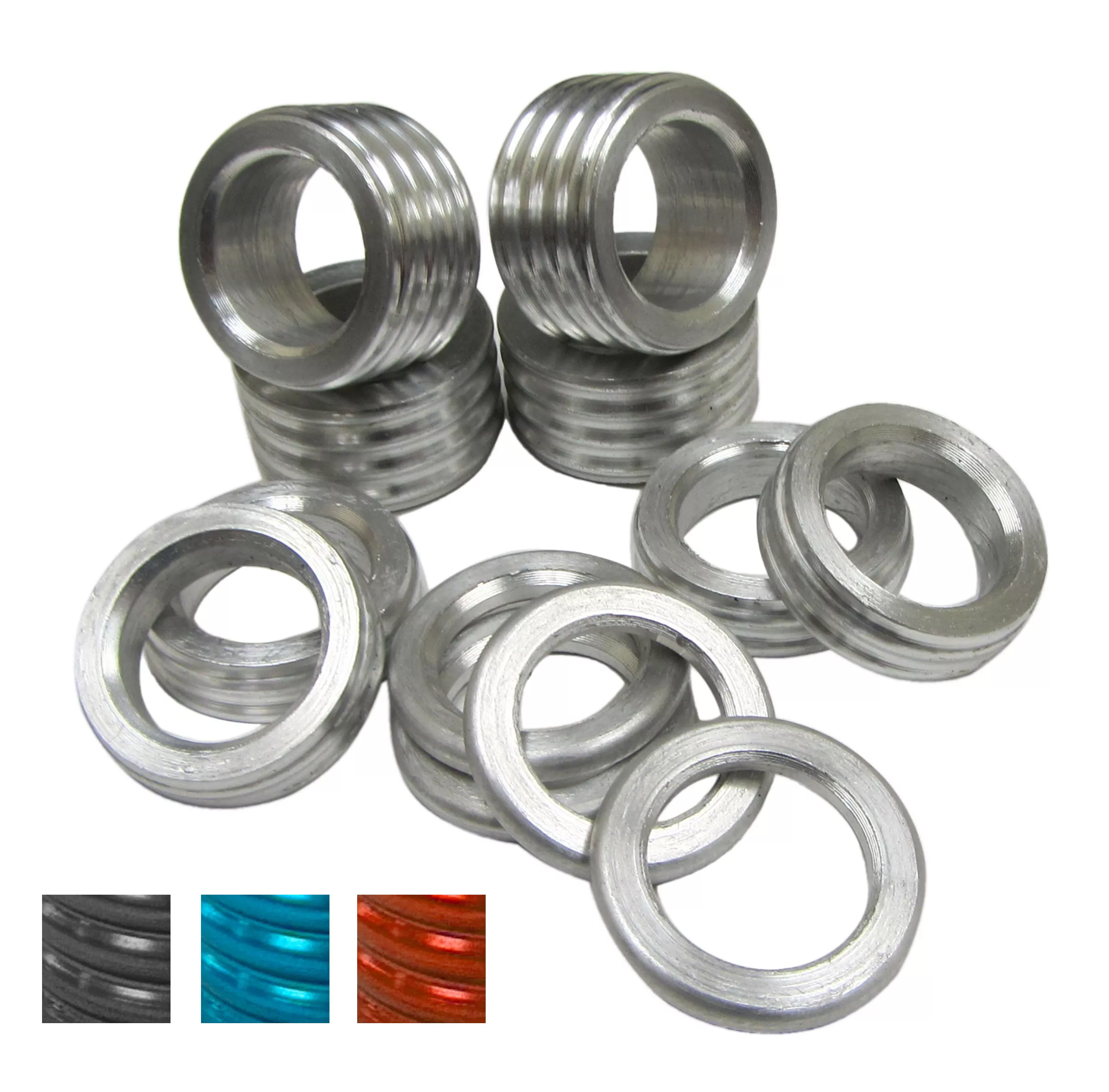 5/8" Aluminum Wheel / Spindle Spacer Kits 5/8" ID | Widths: 1/8", 1/4", or 1/2" | Clear, Red, Blue, or Black