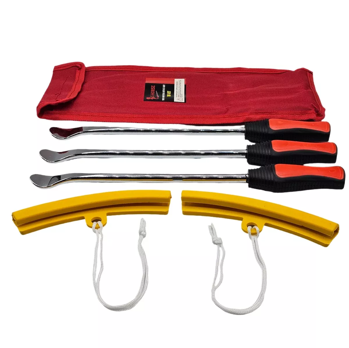 5pc Motorcycle Tire Changing Tool Set – 3 Spoon Levers + 2 Rim Protectors