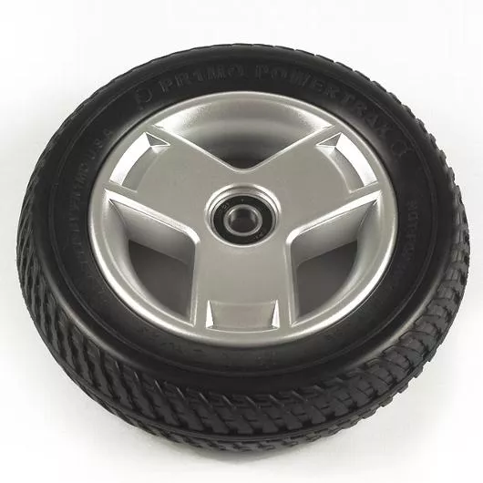 8" Black Foam-Filled Front Wheel Assembly for Go Go Elite Traveller Plus 4-Wheel Scooters