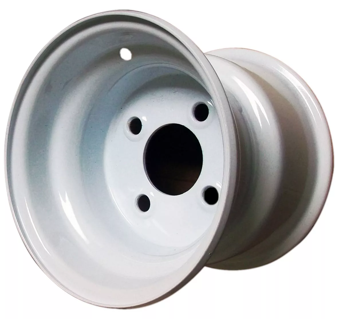 8" x 7" Wheel (4 on 4) White Powdered Painted | 4" Bolt Circle