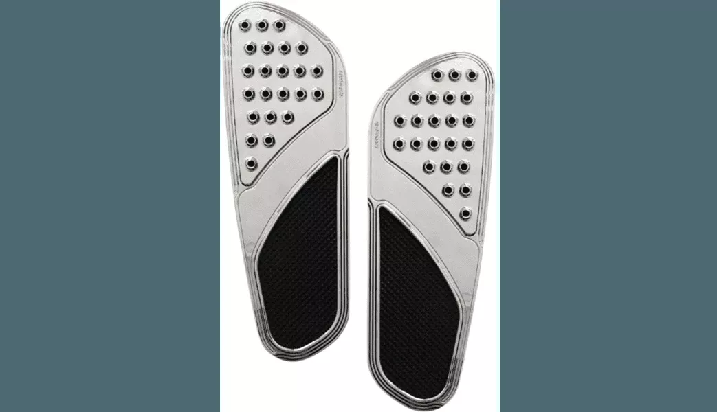 Accutronix Vintage Front Floorboards for '84-Up Harley Davidson FLH & FLT Baggers & '86-17 FLST - Chrome Knurled