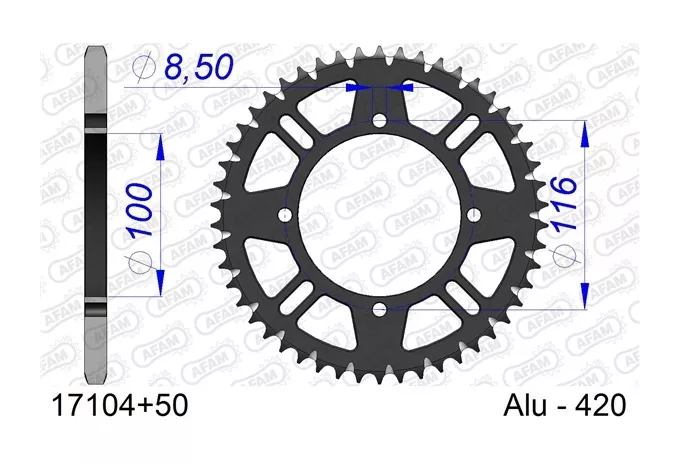 AFAM Rear Aluminum Sprocket Kawasaki 80cc-112cc