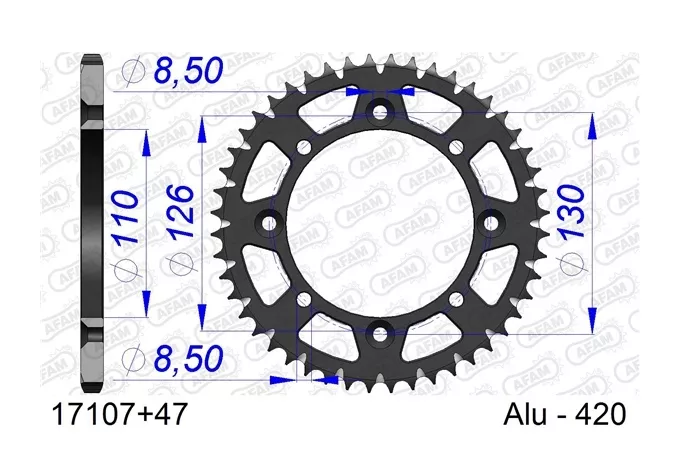 AFAM Rear Aluminum Sprocket Kawasaki / Suzuki 65cc