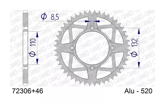 AFAM Rear Aluminum Sprocket KTM 250R Freeride 2014-2017