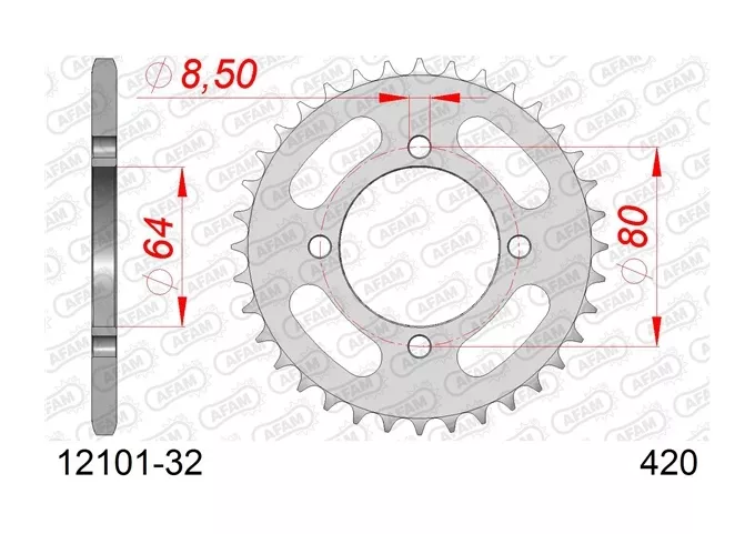AFAM Rear Steel Sprocket Yamaha 50cc-110cc