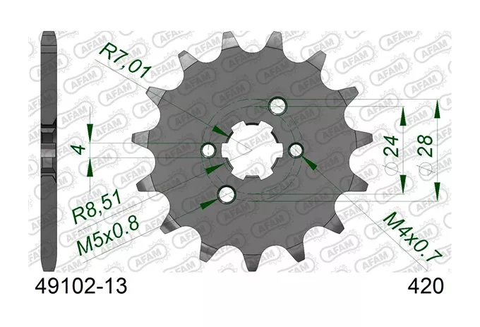 AFAM Standard Front Sprocket Kawasaki / Suzuki 110cc