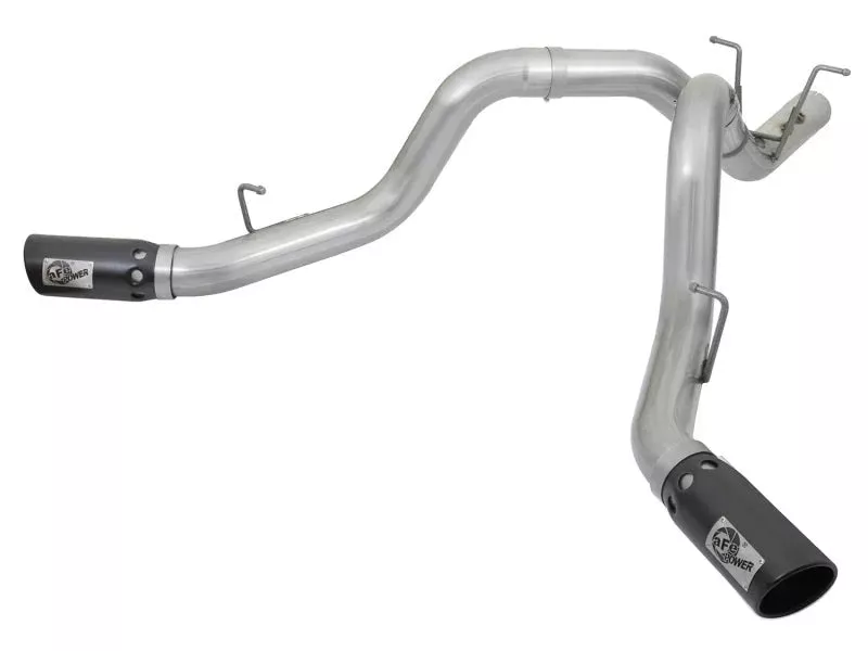aFe 4in DPF-Back Alum Steel Exhaust System w/Dual Exit Black Tip fits 2017-2019 Chevrolet Silverado 2500 HD