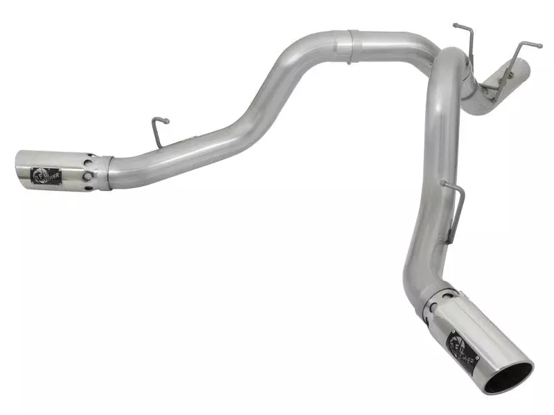 aFe 4in DPF-Back Alum Steel Exhaust System w/Dual Exit Polished Tip fits 2017-2019 Chevrolet Silverado 2500 HD