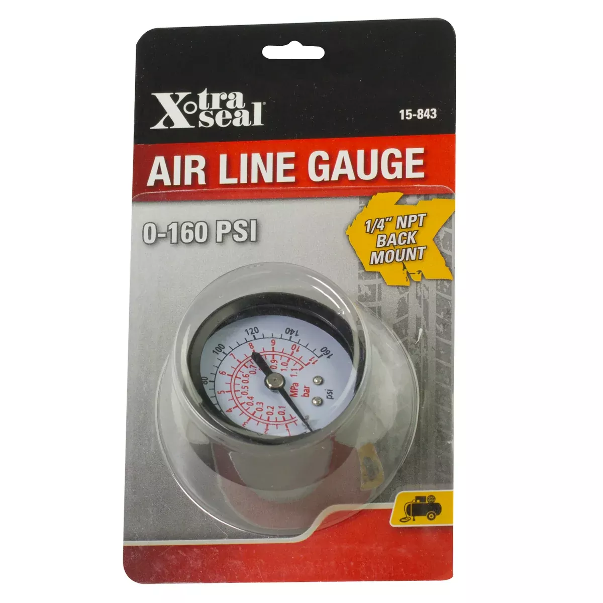 Airline Gauge – 0-160 PSI (1/4″ NPT Back Mount)