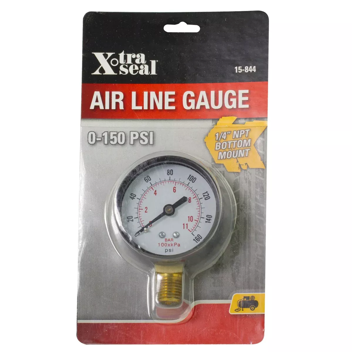 Airline Gauge – 0-160 PSI (1/4″ NPT Bottom Mount)
