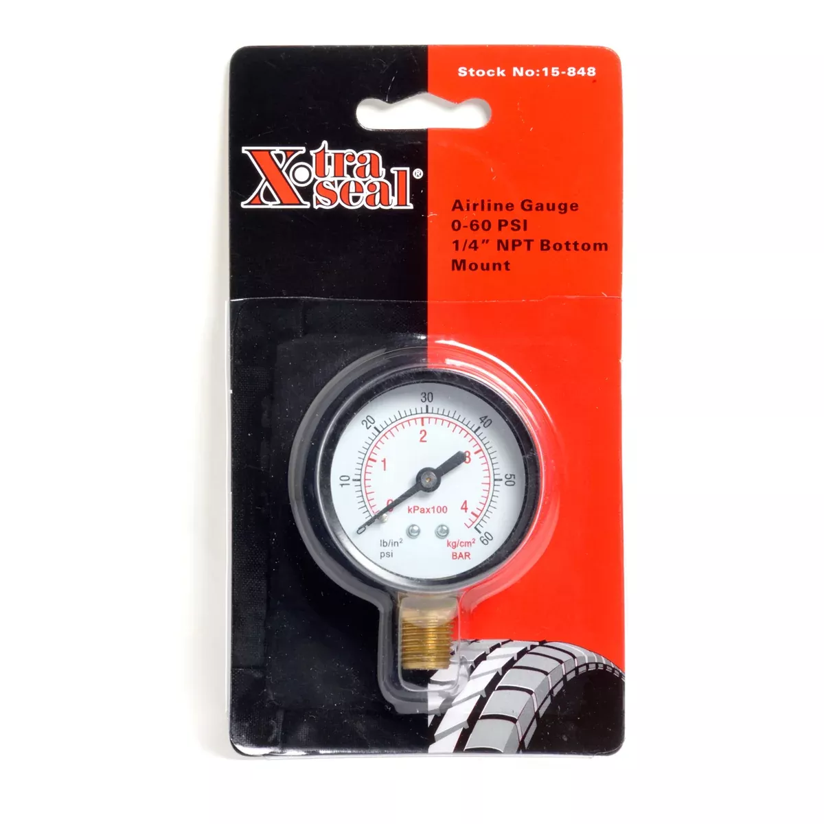 Airline Gauge – 0-60 PSI (1/4″ NPT Bottom Mount)