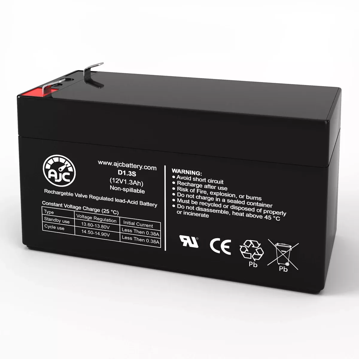 AJC Battery Compatible with ADI 484 12V 1.3Ah Alarm Battery