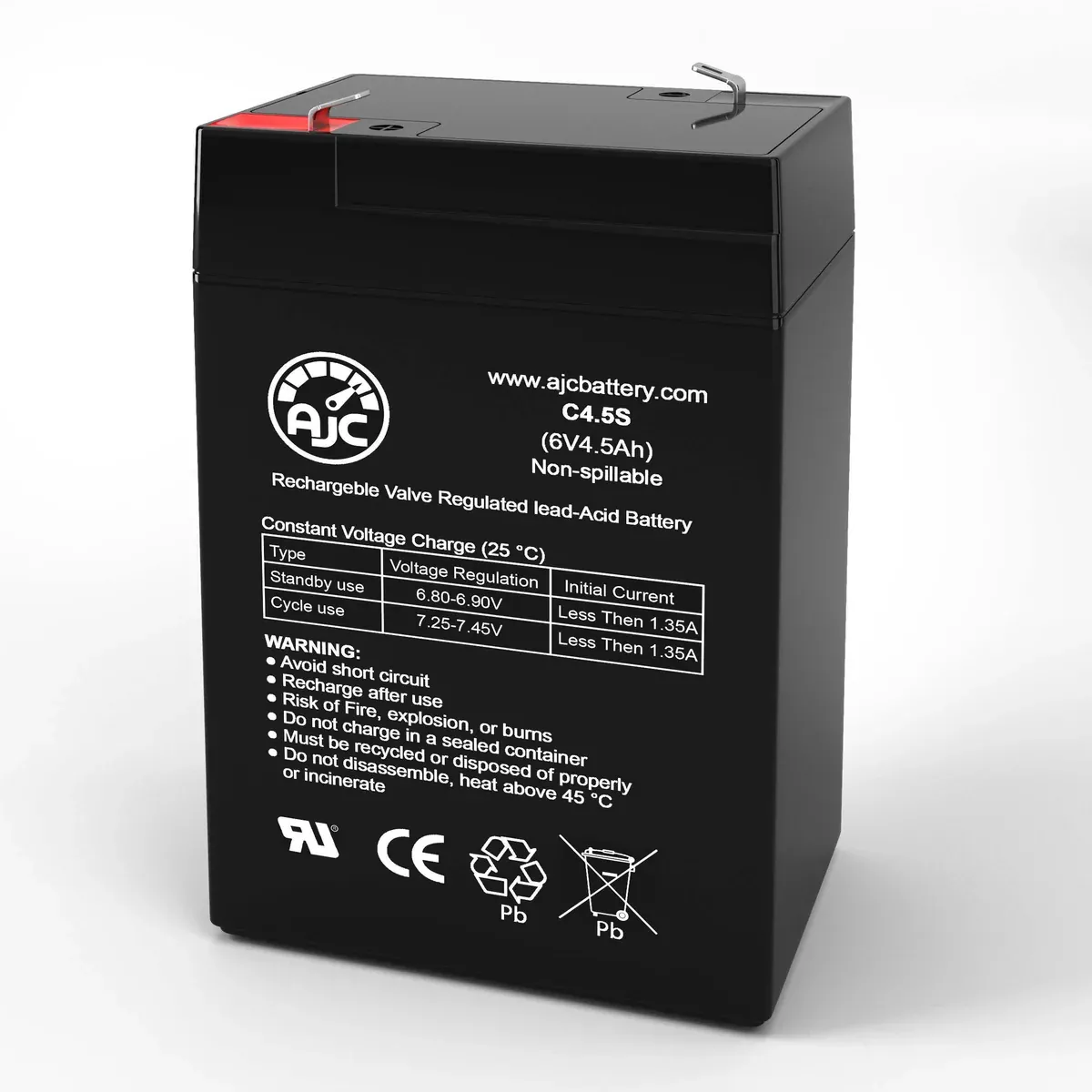 AJC Battery Compatible with ADI K4362 6V 4.5Ah Alarm Battery