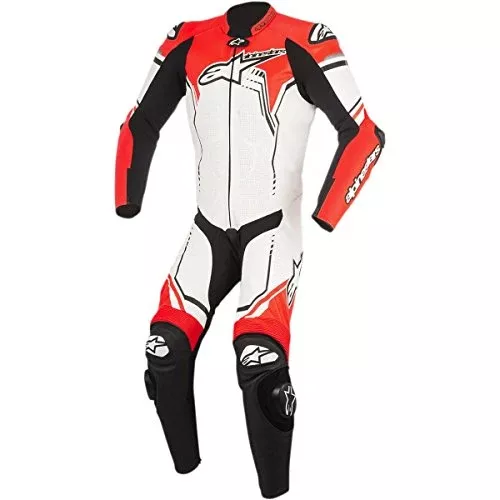 Alpinestars GP Plus V2 1-Piece Vented Lthr Suit – White/Black/Flo Red