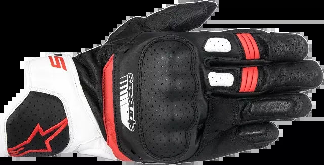 Alpinestars Mens Pair Black Red White SP5 Motorcycle Riding Street Racing Gloves