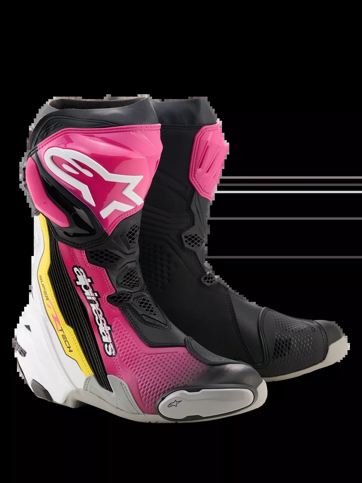 Alpinestars Supertech R V2 Boots – Black / Magenta / White / Yellow