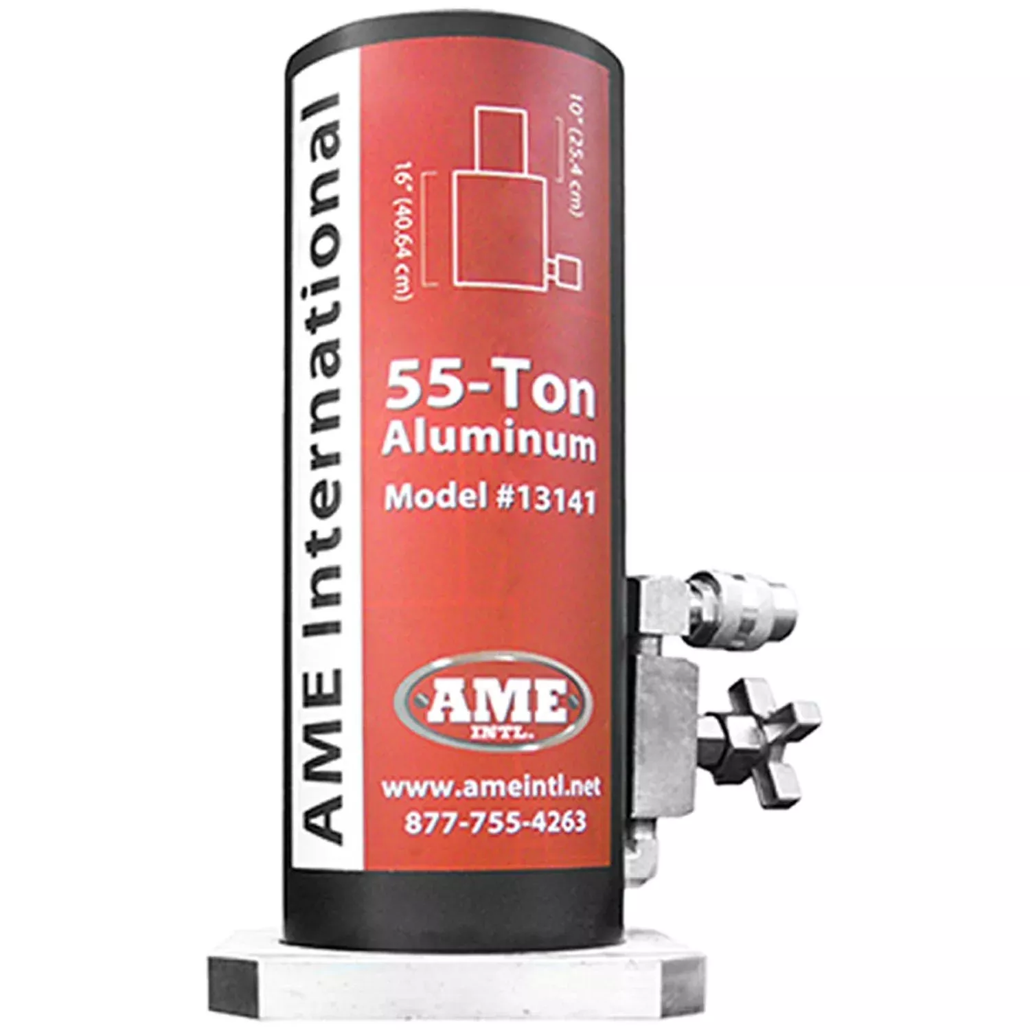 AME 13141 Aluminum Jack (55 Ton 10″ Stroke with Saddle and Base/Blackjack)