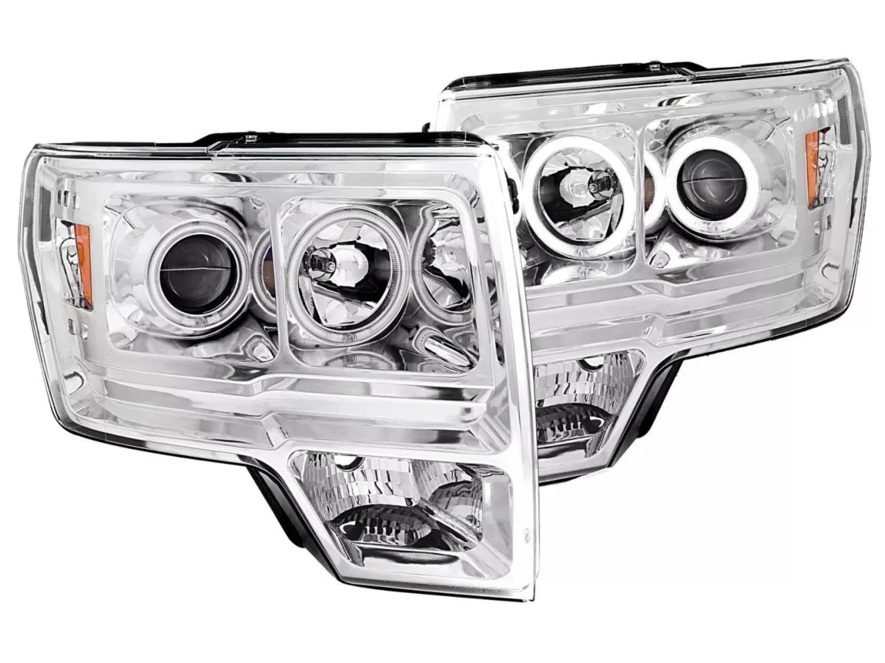 Anzo 2009-2014 Ford F-150 Projector Headlights w/ Halo Chrome (CCFL)