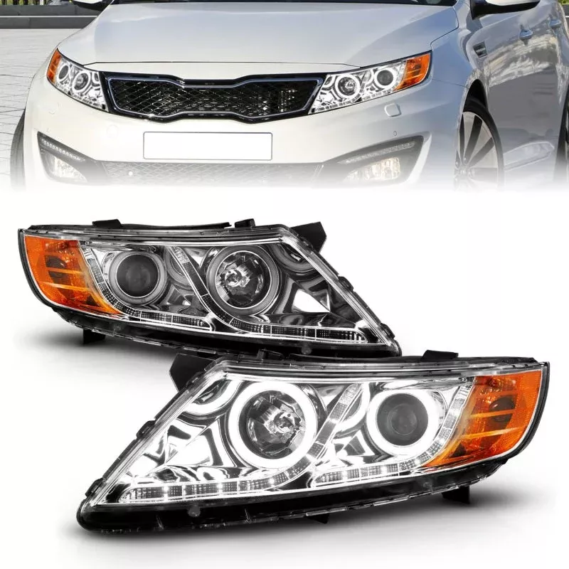 Anzo 2011-2013 Kia Optima Projector Headlights w/ Halo Chrome (CCFL)