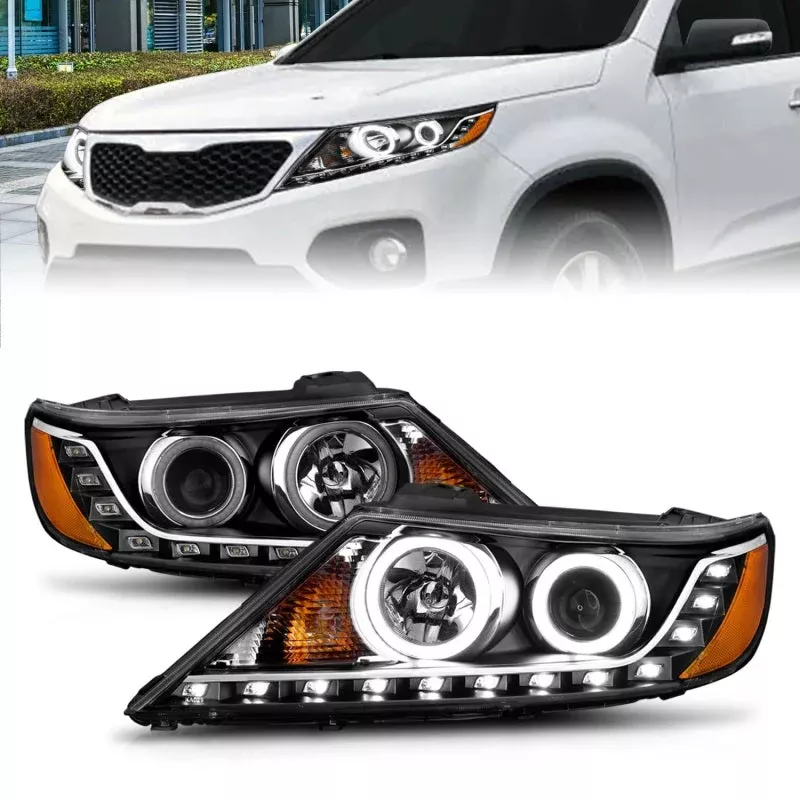 Anzo 2011-2013 Kia Sorento Projector Headlights w/ Halo Black (CCFL)