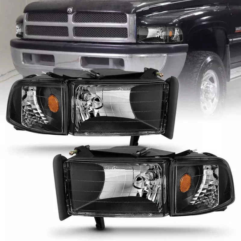 Anzo Black Crystal Headlights 1994-2001 Dodge Ram 1500