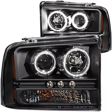 Anzo USA 111117 Headlight Assembly Black Projectors with Halos for Ford, Pair