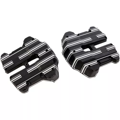 Arlen Ness 10-Gauge Rocker Box Covers for 2017-2024 Harley M8 - Black/Machine Cut