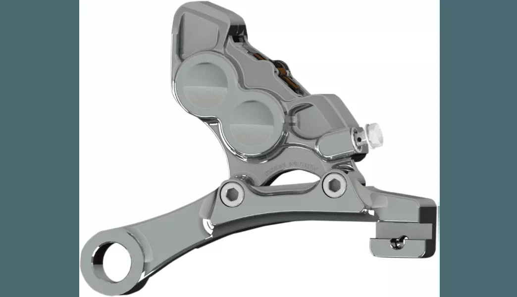 Arlen Ness Tech Four-Piston Rear Caliper for '08-22 Harley Davidson Road Glide 11.8" - Chrome
