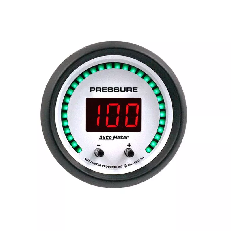 Autometer 52.4mm White Switchable 0-1600 PSI/0-110 BAR Fluid Pressure Phantom Elite Digital Gauge 6752-PH