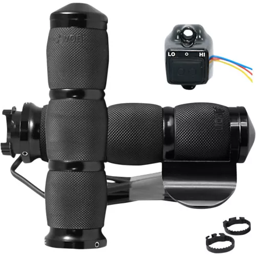 Avon Air Cush Heated Grips with Throttle Boss Black Anodized (MT-AIR-90-A-B-H)