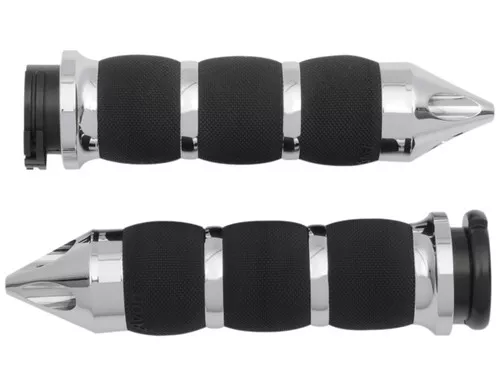 Avon Air Cushion Chrome/Black Spike Cable-Style Handlebar Grips (AIR-90-CH-SPK)