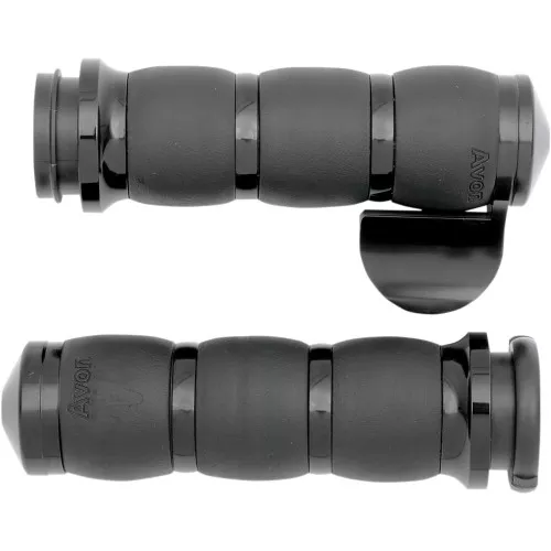 Avon Air Cushioned Velvet 3-Ring Grips with Throttle Boss for Harley Electronic Throttle - Chrome