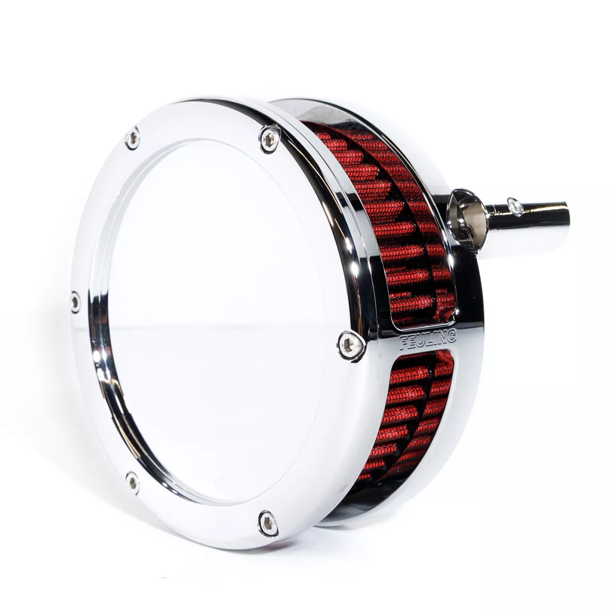 BA Air Cleaner Kit Slim, Chrome finish, Red filter