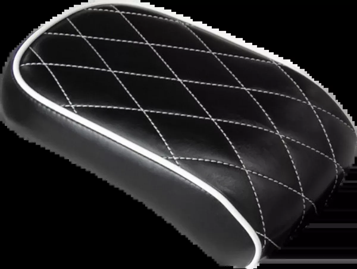 Bare Bones Pillion Pad - Diamond - Black w/ White Stitch - Softail '08-'17