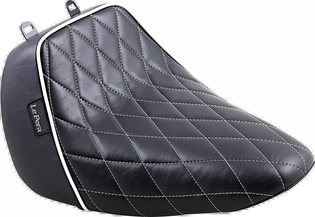 Bare Bones Solo Seat - Diamond Stitch w/ White Stitching/Piping - Black - FLFB '18-'23