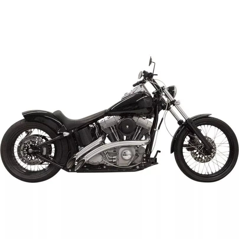 Bassani Chrome Radial Sweeper 2:2 Exhaust w/ Heat Shields Harley Softail & Dyna