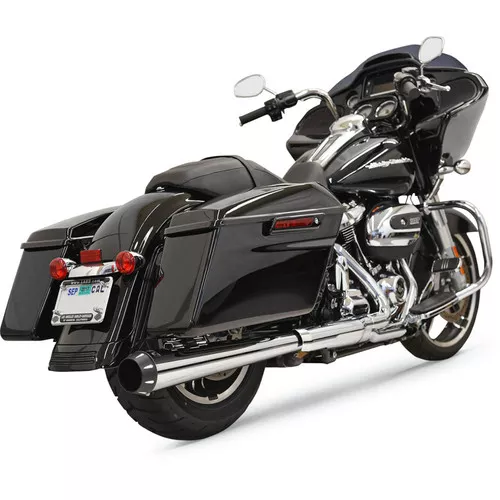 Bassani Crossover Eliminator with 4" Megaphone Muffler for 2017-2023 Harley Touring - Chrome