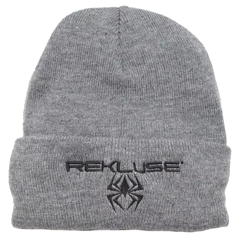 BEANIE GREY STRETCH FLEECE WITH EMBROIDERED LOGO REKLUSE RMS-930
