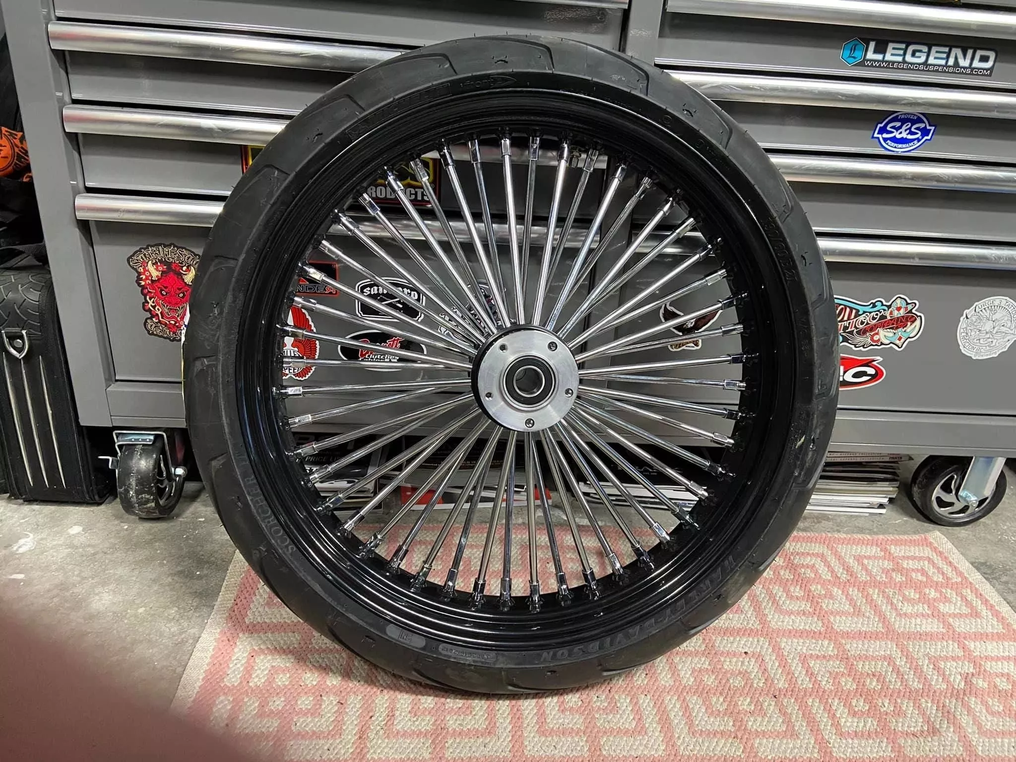BIG SPOKE FRONT WHEEL/TIRE PACKAGE BLK/CHR 21X3.5" HARLEY MODELS 09-25