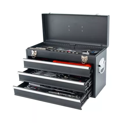 BikeMaster Three Drawer Toolbox with 129 Piece Tool Set